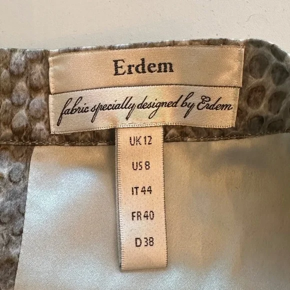 ERDEM Ari snake printed pencil skirt w/ blue lace panel, silk lining - US 8 - Picture 12 of 15